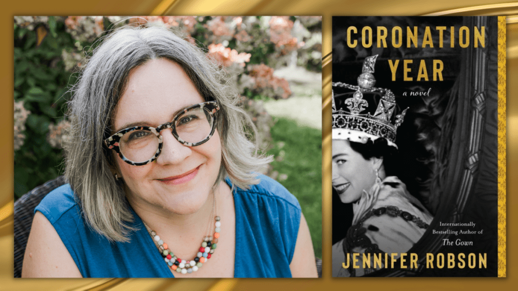 Jennifer Robson headshot and Coronation Year book cover