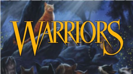 Warriors logo overlaid over image of Warrior cats